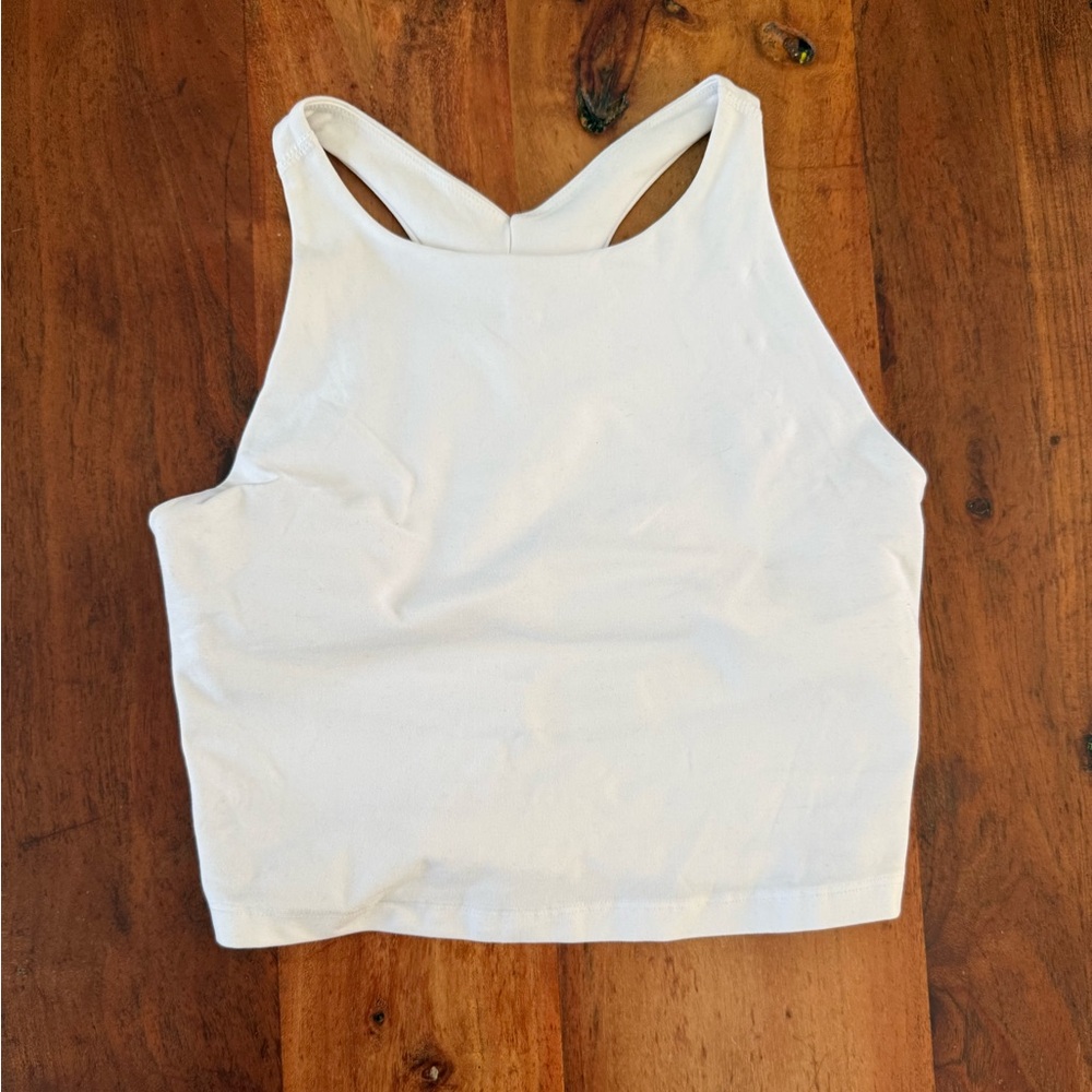 Beyond Yoga White Cropped Tank with Racerback Straps